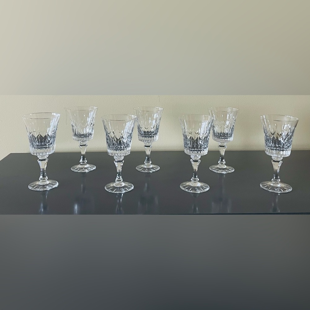 Lenox Charleston Crystal Water Goblets Set of 7 Cut Crystal Stemware Made in USA